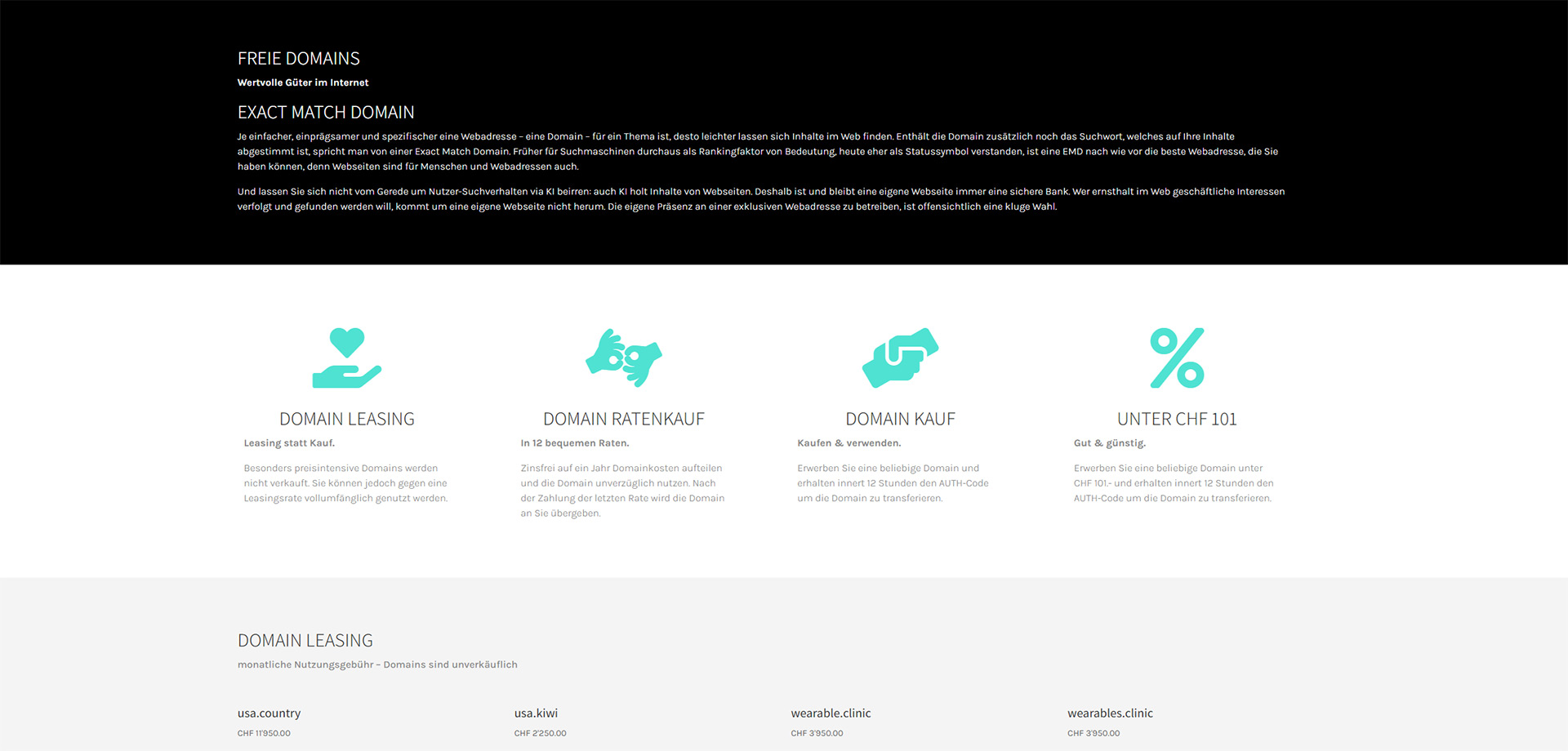 freie.domains - Webseite mit Domains